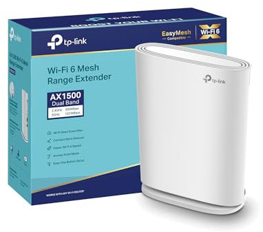 TP-Link RE500XD – Repetidor WiFi 6 de Doble Banda, Rendimiento AX1500 Puerto Gigabit 1000 Mbps, Compatibilidad Universal/EasyMesh, Diseño Vertical