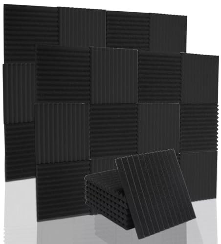 12x Black Wedge Acoustic Wall Panels Tiles Studio Sound Proofing Insulation F