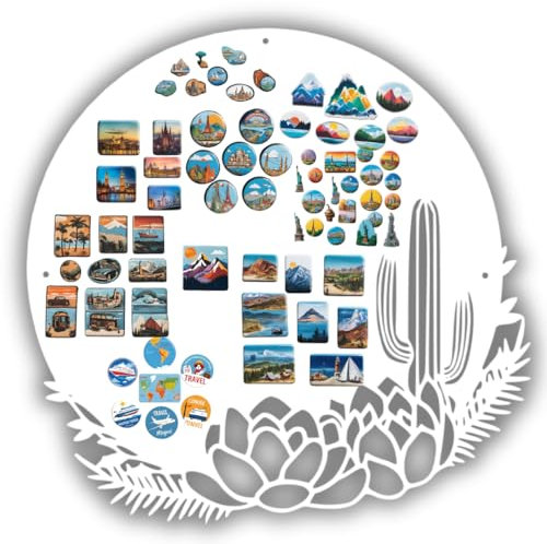 Anwicar Lavagna Magnetica - Bacheca magnetica con motivo cactus - Ideale per magneti e appunti - Lavagna scrivibile - incl. kit di montaggio - 50x50 cm - Bianco