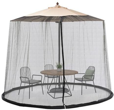 VGECEE Moustiquaire Parasol 300x230 cm, Moustiquaires Terrasse Extérieur, Rideau Moustiquaire pour Pergola en Polyester, Grande Moustiquaires Tonnelle Anti-insecte, pour Été Jardin Balcon, Noir