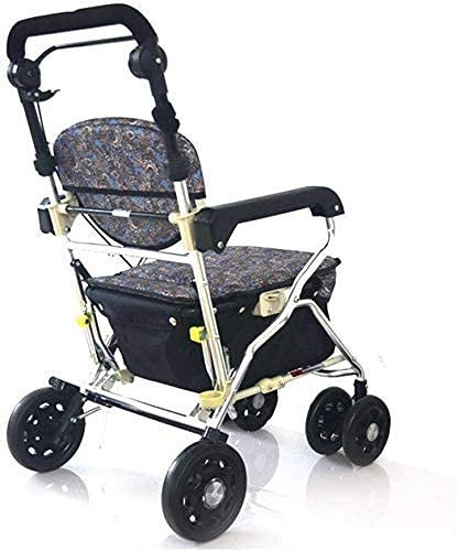 Rollator Pieghevole, deambulatore Leggero, Supporto per la Mobilità, Pieghevole, con Seduta e Borsa, 4 Ruote