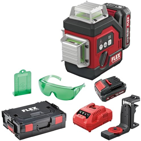 FLEX 360° Akku-Linienlaser ALC 3/360-G/R 12 Set + LKS 65-170 F1/4 – inkl. Stativ (Gewicht 0,53 kg, Li-Polymer-Akku 2,5/4,0 Ah / 10,8 V) 532862