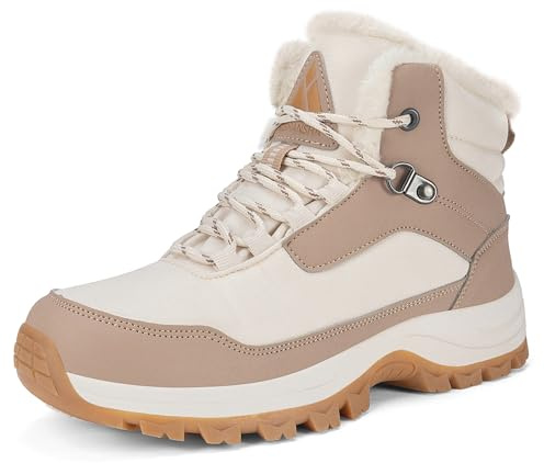 Mishansha Botas Mujer Invierno Cálidos Zapatos Senderismo Antideslizante Botines de Montaña Beige 39