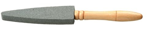 Piedra afilar - piedra ovalada de 14 cm con mango, ideal para afilar herramientas de corte. Fabricada en material duradero.