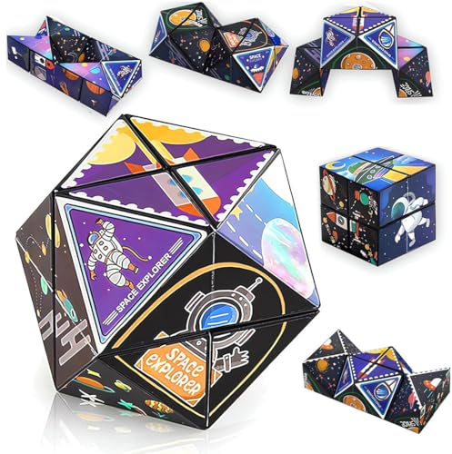 OIXEYA 2PCS 2 en 1 Cube Magique Étoile, Magic Star Cube, 3D Puzzle Cube, Cube 3D Infini, Cube Transformant Jouet Anti-Stress, Cube de Vitesse pour Enfants et Adultes Jeu D'entraînement Cérébral
