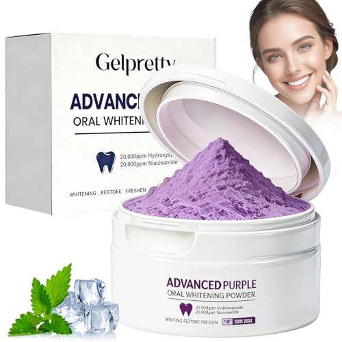 50g Polvere Sbiancante per Denti, Polvere Sbiancante Denti Immediato, Usato per pulire i respirare fresco, rimozione Delle Macchie Profonde (viola)