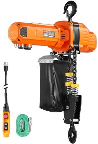 VEVOR 2-Speed Electric Chain Hoist 2200 lbs, 20ft Lifting Height, 120V 60Hz Single Phase Overhead Crane with 15 ft Wired Remote Control, G100 Chain Electric Lift Hoist for Factory, Warehouse, Garage
