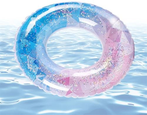 Anello da nuoto gonfiabile - Galleggiante a tubo estivo con glitter sfumati a prova di perdite | Braccialetto per lettino con materasso ad acqua scintillante per giochi da spiaggia, feste, raduni fest