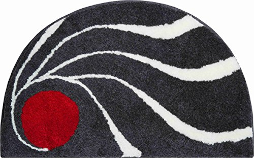 Grund COLANI Exklusiver Designer Badteppich 100% Polyacryl, ultra soft, rutschfest, ÖKO-TEX-zertifiziert, 5 Jahre Garantie, Colani 18, Badematte 50x80 cm halbrund, anthrazit