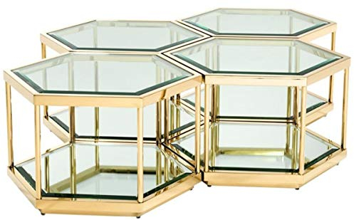 Casa Padrino Mesa de Centro/Mesa de Estar de Lujo Conjunto de 4 Oro 60 x 52 x H. 36 cm - Muebles de Sala