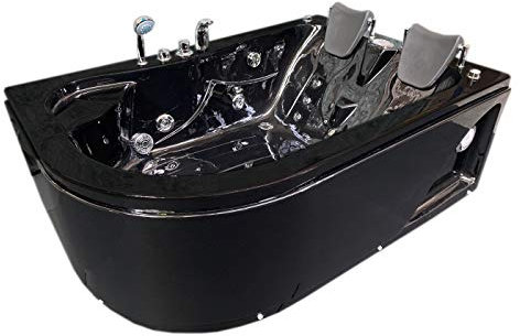 Whirlpool Bath TUB SPA Corner Bathtub 2 Persons HOT TUB Black Varadero 150x150cm