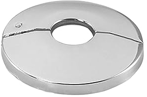 tecuro Scharnierrosette Ø 27 mm x Ø 66 mm x 12 mm - Messing verchromt für die saubere Verkleidung von Leitungsrohren oder Bodenbelag