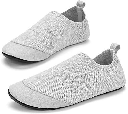 KOWAYI - Chaussons pour homme et femme - Pantoufles fermées - Chaussons pieds nus, gris clair, 46 EU