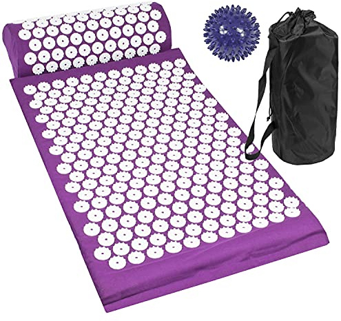 Komodo Acupressure Mat with Pillow & Ball Acupuncture Massage Set (Purple)