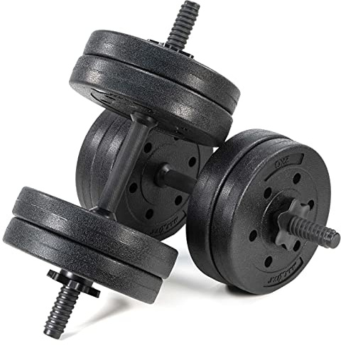 MAXXIVA® Kurzhantelset bis 20kg mit 8 Gewichten, schwarz aus Zement, Sternverschlüsse