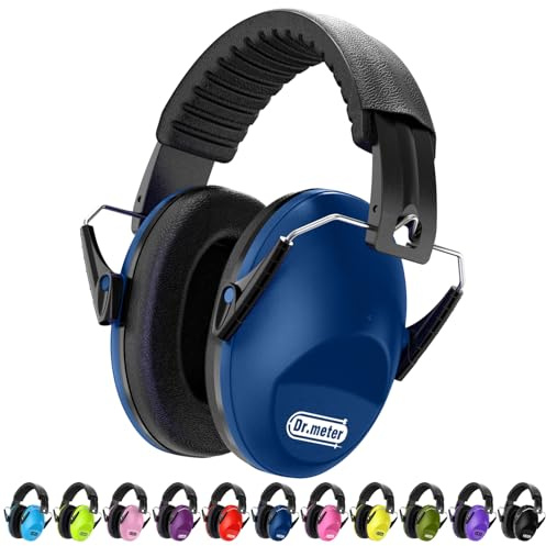 Dr.meter Ear Muffs for Noise Reduction: SNR27.4 Noise Cancelling Headphones for Kids with Adjustable Headband, Hearing Protection Earmuffs for Monster Truck, Fireworks and Kids Autism, Dark Blue