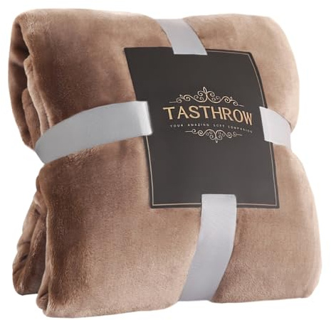TASTHROW Coperta Vellutata in Pile, Morbida Coperta Plaid Divano Coperta Per Letto in Microfibra per Divano, Letto, Viaggi (Caffè leggero, 150x200cm)