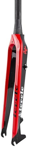 HIMALO Mountainbike-Starrgabel 26 27.5 29 Carbon Fiber MTB-Gabel Scheibenbremse Starrgabel 1-1/2 Tapered Threadless Ultralight 9mm QR Hard Forks (Color : Red, Size : 26'')