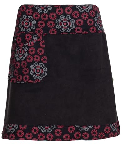 Vishes - Alternative Bekleidung - Thermorock Warmer Side-Bag Damen Winterrock kurz Minirock Fleece schwarz 32-34