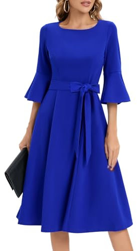 Women's Cocktail Dress A Line Tea Party Midi Graduation Dresses Church Wedding Formal Homecoming Clothing RoyalBlue 3XL