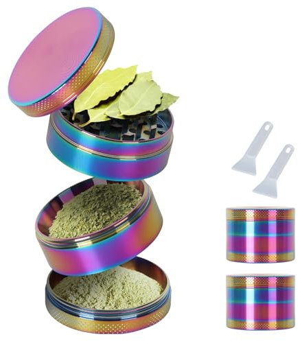 Grinder 2 Set Spezie Macina Tritino 50mm Spezie Grinder in Metallo con Setaccio per Polline, Coperchio Magnetico e Raschietto(nero)
