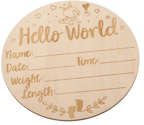 VINTORKY Placa De Anuncio De Nacimiento Madera Natural Cartel De Comemoración para Recién Nacidos Accesorio Decorativo para Fotografía y Celebraciones Signo De Anuncio De Nombre y