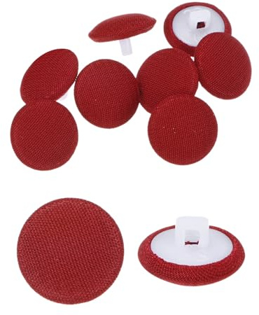 QUARKZMAN 10Pcs Boutons en Tissu 0.5 Ronds avec Tige, Boutons Recouverts de Tissu pour Veste, Manteau, Chemise, Costumes de Mariée, Rouge Foncé
