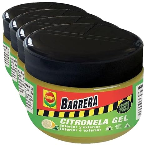 COMPO Barrera de Insectos Citronela, Perfuma durante semanas, Gel, 125g (Paquete de 4)