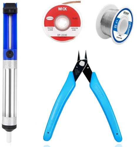 Outil de Soudage de La Pompe Reconstruit, Pompe à Dessouder,Absorbeur en Étain en Fer à Souder, Absorbeur d'Étain en Alliage en Aluminium, Accessoires Requis du Soudeur，183 MM * 18 MM, Bleu