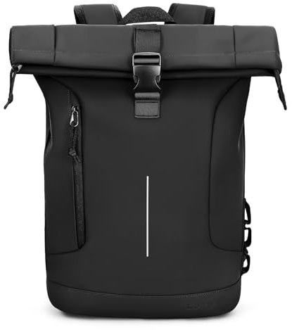 Lekespring Waterproof Roll Top Laptop Backpack - Lightweight, 17 Inch Multi-Purpose Laptop Backpack for School, Work, Travel, and Exercise(Black)