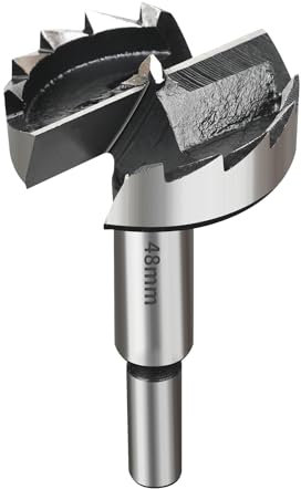 SUQIN Broca Forstner de 48mm Para Madera-Diámetro De 48mm Longitud 90mm Broca Fresadora Para Madera Con Eje Redondo Para Para Marcar y Taladrar Agujeros Para Bisagras