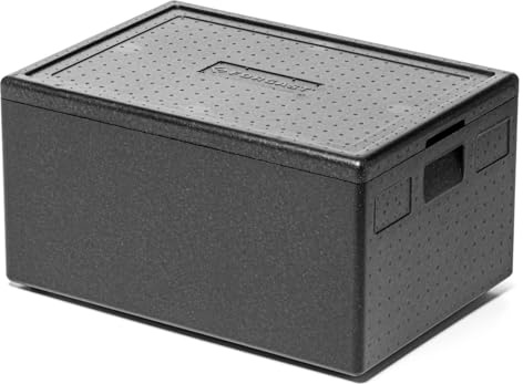 Forgast Thermobox, Universale, Polistirolo/Poliolefina, Nero, Dimensioni 68,5x48,5x36,5 cm, Capacità 80 l, Per la conservazione e il trasporto di prodotti caldi, freddi e congelati