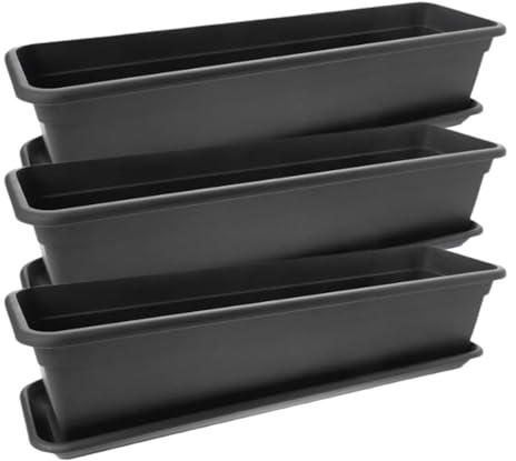 Set di 3 cassette da balcone, 80 cm, colore antracite: trasformate il vostro balcone in un'oasi fiorita! Fioriera con sottovaso