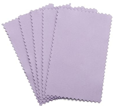 Chiffons de Nettoyage pour Bijoux 10 pièces argent chiffon de polissage argent nettoyage chiffon de polissage doux propre lingette chiffon d'essuyage for argent or bijoux outils(Purple 6x10cm)