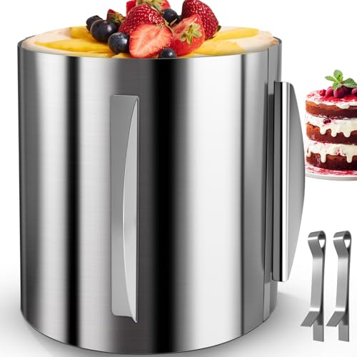 Aevcvok Tortenring Verstellbar 16-30 cm, 20cm hoher Kuchenring aus Edelstahl, Stabile Tortenform Kuchenring Rund Verstellbar Backzubehör für Torten, Backrahmen rund zum Backen und Dekorieren