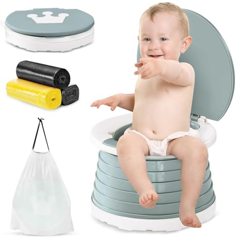 Portable Potty for Toddlers, 2-in-1 Travel Potty Kids Training Toilet Seat (Grey)