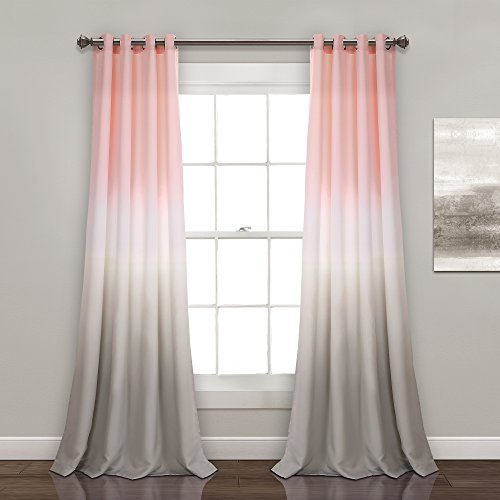 Lush Decor Umber Fiesta Curtains Room Darkening Window Panel Set for Living, Dining, Bedroom (Pair), 52 W x 84 L, Blush & Gray, 2 Count