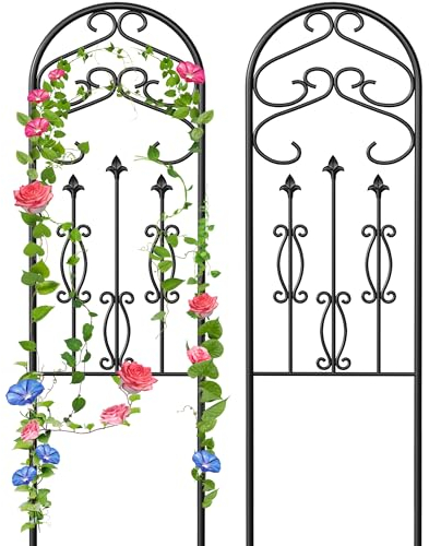 Amagabeli Treillis Jardin Paquet de 2 152 x 46 cm Antirouille Fer Noir Vignes en Pot Légumes Fleurs Patio Panneaux de Grille en Treillis Plante Grimpante Exterieur pour Lierre Roses Concombres