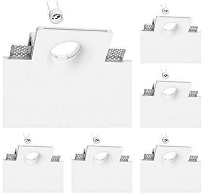 ledscom.de 6 Stück Deckeneinbauleuchte GIEDI, Gips, weiß matt, 12 x 12cm, 1x GU10 max. 15W