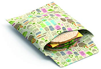 Tala Reusable Beeswax Food and Snack Bags, Childrens Patterned Design, 2 Bags Measuring 17 x 17 cm and 17 x 21 cm
