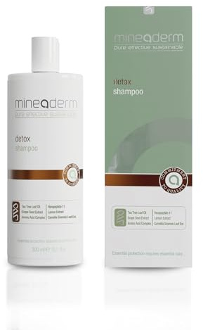 Mineaderm Detox Shampoo – Vegan & ohne SLS/SLES – mit Teebaumöl, Traubenkernextrakt & Aminosäuren – Klärendes Shampoo für fettige Kopfhaut – Sanft reinigend – 300 ml