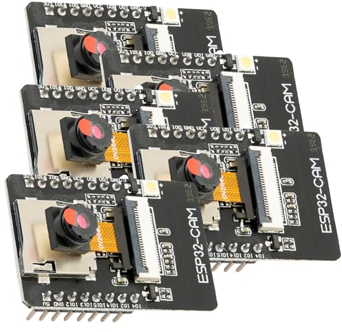 AZDelivery 5 x ESP32 Cam Modul + Bluetooth ESP32 5V Dual Core 32-bit CPU mit 2MP Kamera Entwicklungsboard kompatibel mit Arduino inklusive E-Book!