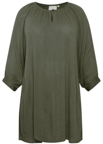 Kaffe Curve Dam plusstorlek tunika 3/4 ärmar A-formad blus, druvblad, 16