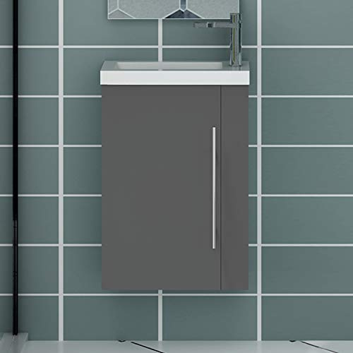 Badezimmer Badmöbel 45 cm Waschtisch mit Unterschrank Gäste WC Anthrazit