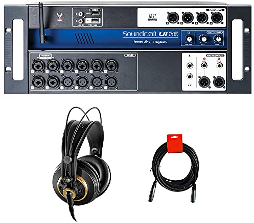 Soundcraft Ui16 16-Input Remote-Controlled Digital Mixer with AKG K240 Studio Pro Stereo Headphones and XLR Cable