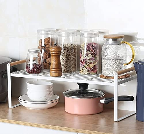 HGYZE- Mensola in acciaio al carbonio per cucina bagno dispensa ufficio; robusta mensola impilabile per aggiungere spazio al piano di lavoro (bianco, 50 * 21 * 20cm) Scaffale da Organizer in Metallo