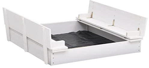 Goliraya Arenero Infantil Cajón de Arena para Niños Caja de Arena Jardín Patio de Madera de Abeto Blanco 95x90x15 cm