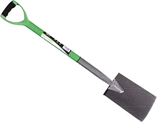 U.saf Garden Spade Heavy Duty Border Spade With Carbon Steel Blade & Non-Slip Ergonomic D-Handle Digging Spade For Edging, Planting - Green Fencing Spade_ 13 x 95 cm.