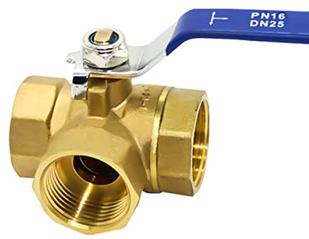 RCYF Messing-Dreiwege-Kugelhahn, 1/4'' 3/8'' 1/2'' 3/4'' 1'' Hahn T-Typ Messing-Kugelhahn Innengewinde Kugelhahn Mit Vollem Durchgang for Wasser, Öl Und Dampf (Color : T-Type DN25 1'')