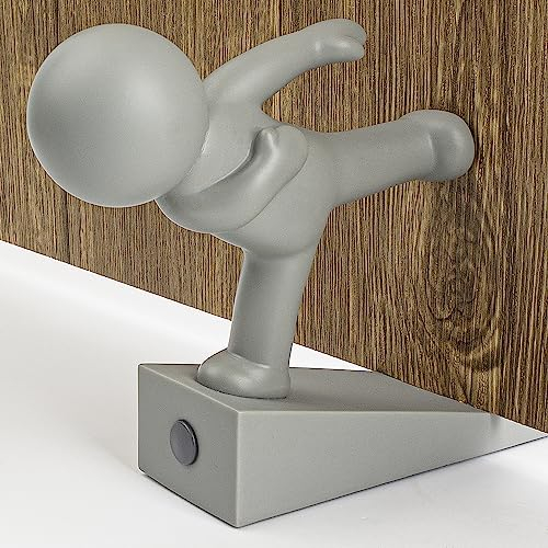 Simpatico fermaporta, decorativo e robusto, fermaporta decorativo Buddy, cuneo anteriore inferiore adatto a più porte (grigio, 1 PC)